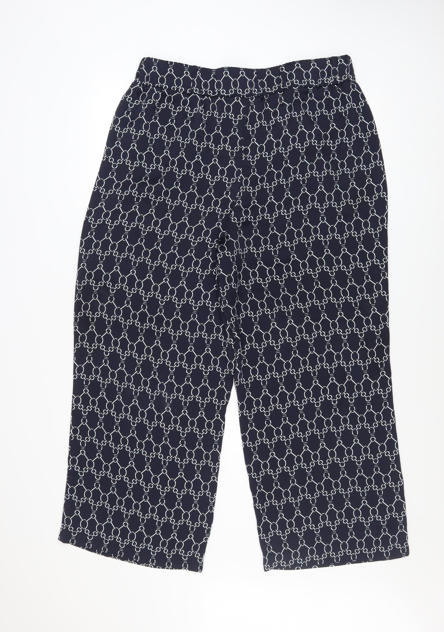 Gallery Womens Blue Geometric Cropped Trousers Size 16