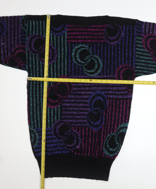 Mondi Womens Multicoloured 80s Geometric Knit Jumper Size 12