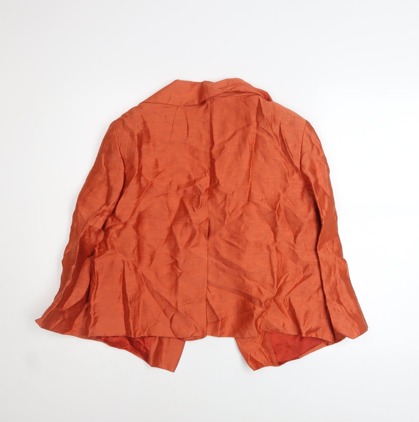 Kaliko Women Orange Linen Blend Short Blazer Jacket Size 14