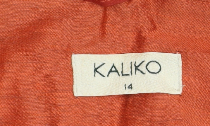 Kaliko Women Orange Linen Blend Short Blazer Jacket Size 14