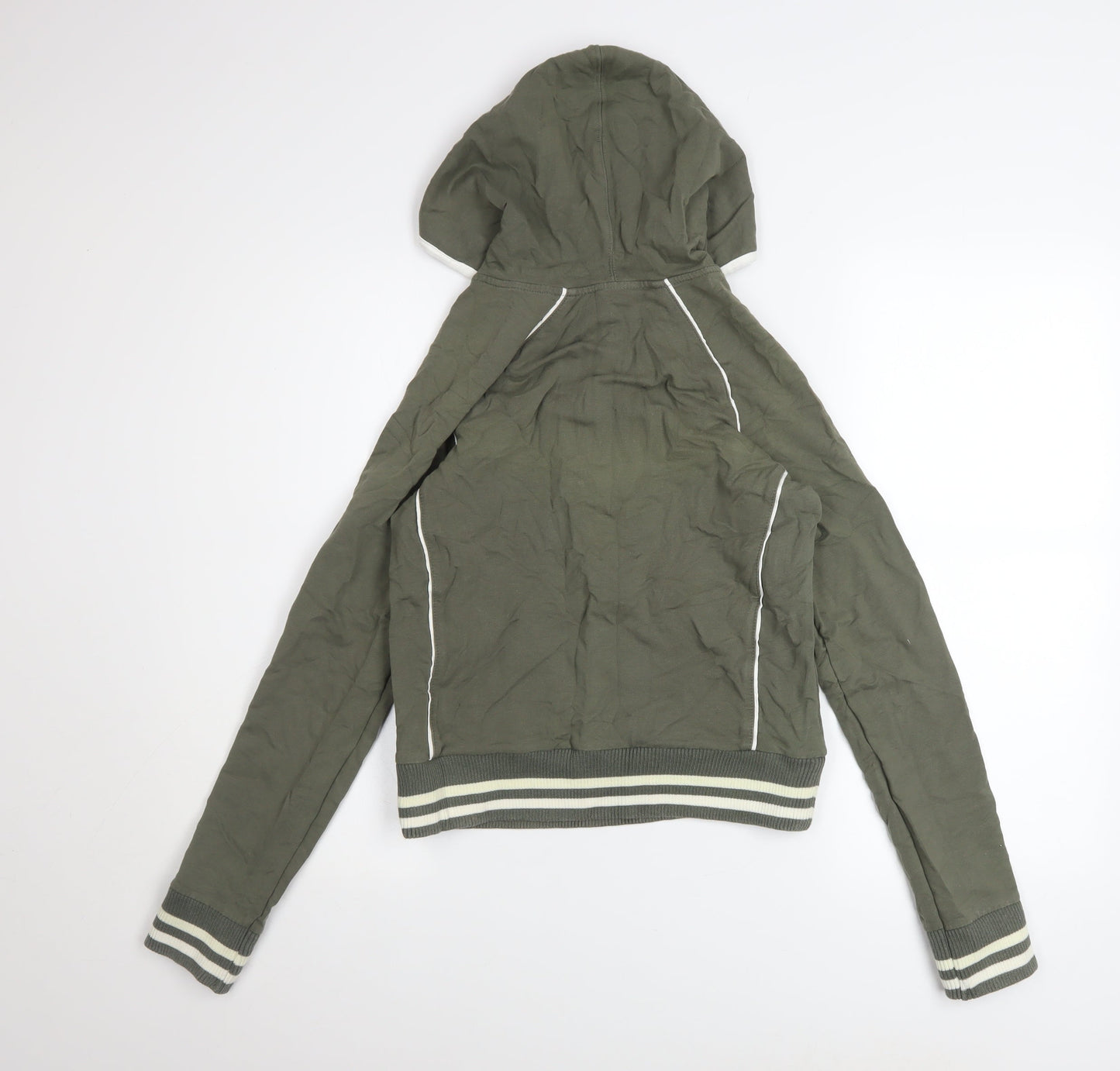 Next Women’s Khaki 1/2 Zip Hooded Sweatshirt UK 10 Cotton Blend