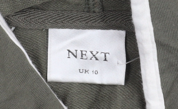 Next Women’s Khaki 1/2 Zip Hooded Sweatshirt UK 10 Cotton Blend