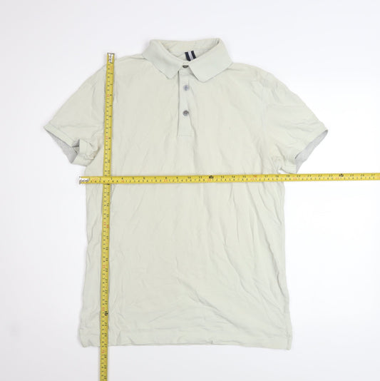 PROF JOMO Men's Ivory Cotton Elastane Short Sleeve Polo Shirt Medium