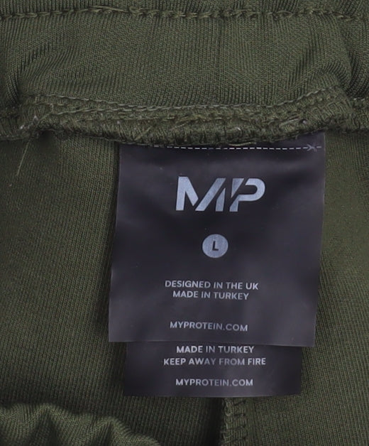 Myprotein Men's Green Athletic Gym Shorts Size L Drawstring Pockets