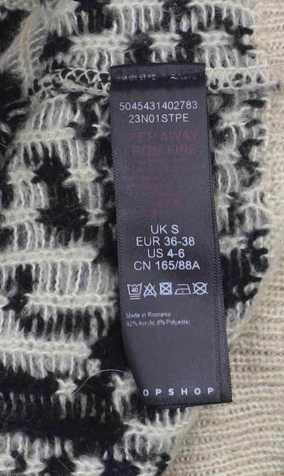Topshop Women’s Black Beige Crew Neck Pullover Jumper Size S