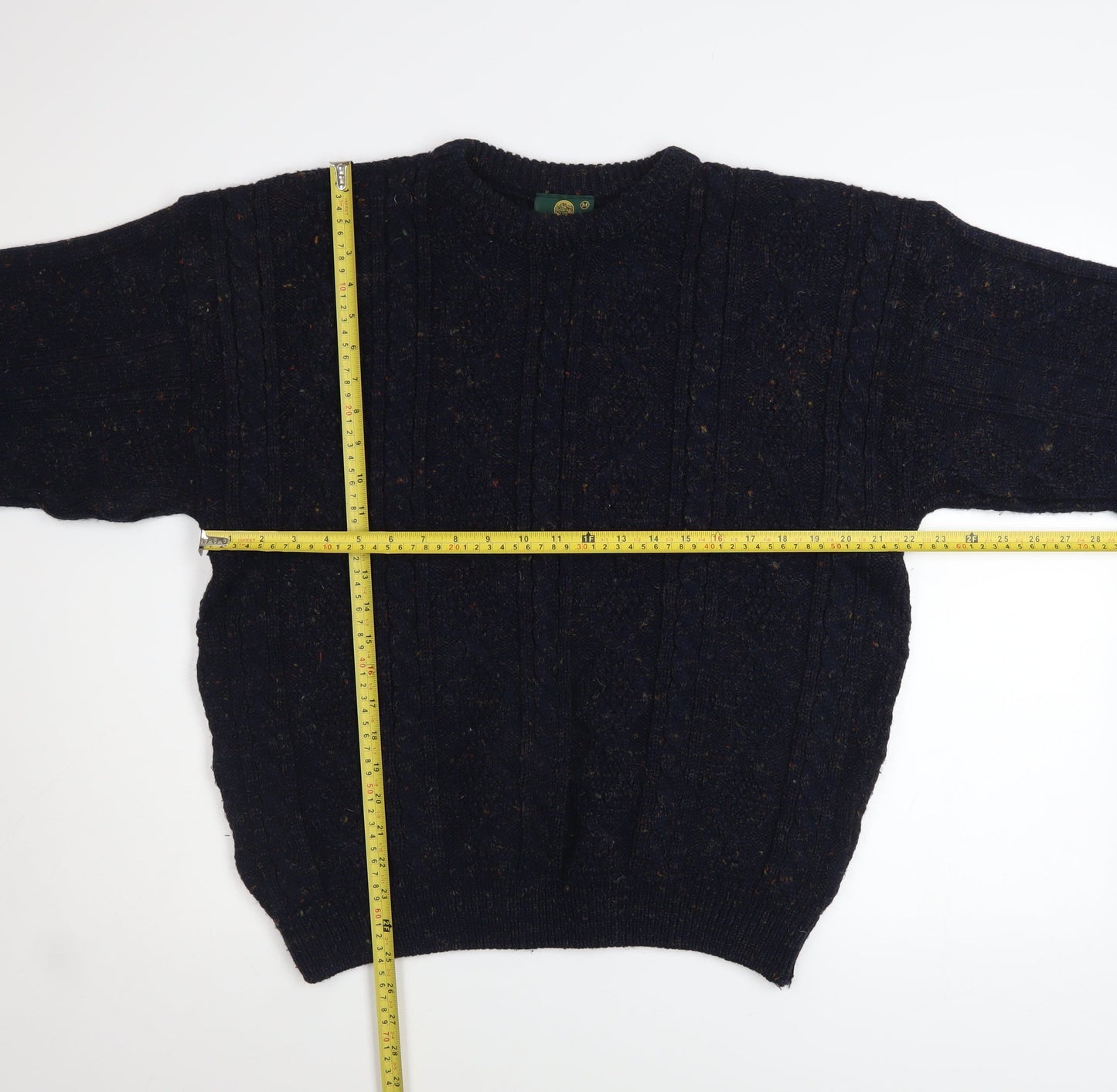 Greenwoods Men's Blue Cable-Knit Wool Blend Pullover Jumper M