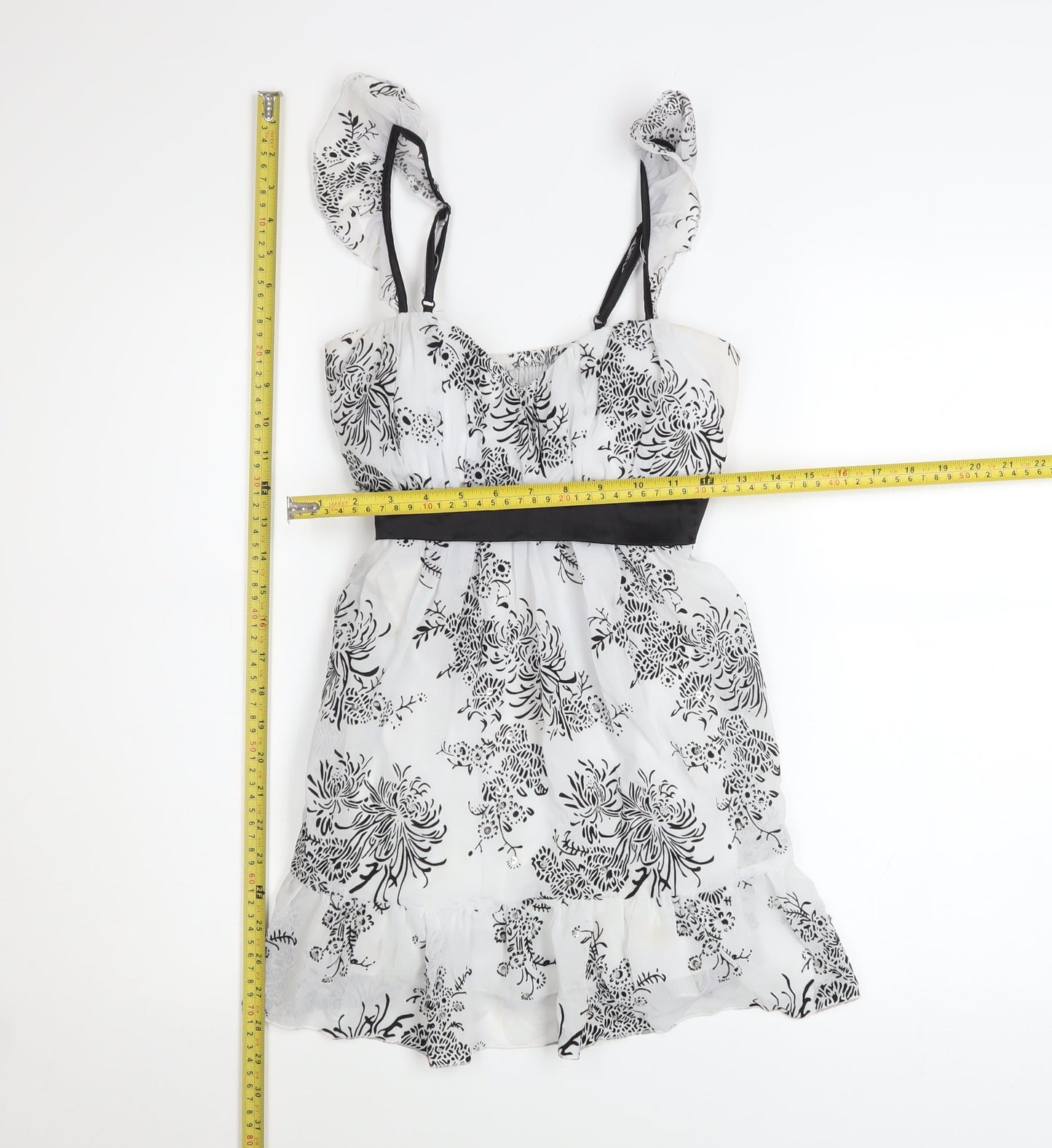 Bay Womens White Floral A-Line Party Dress Size 10
