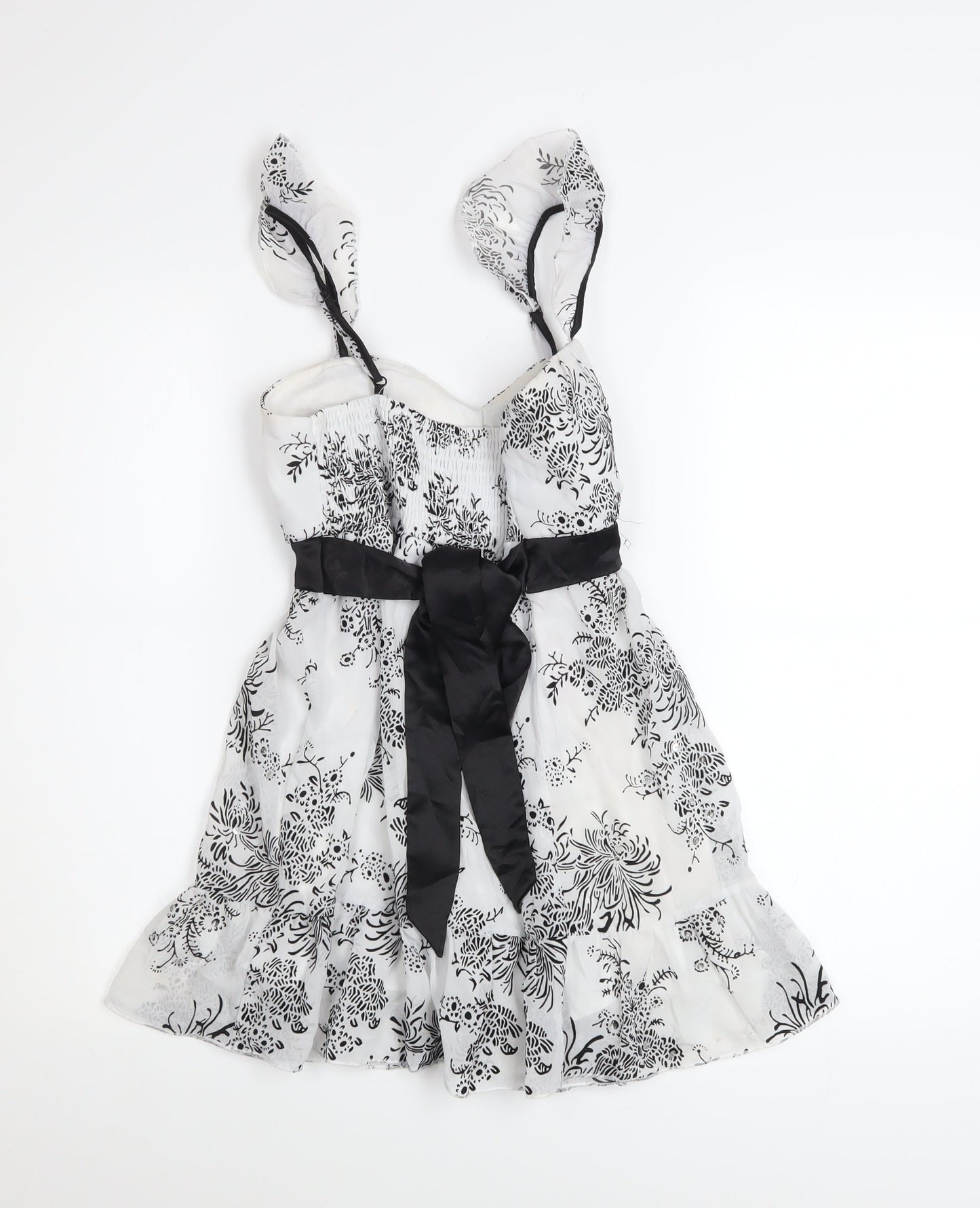 Bay Womens White Floral A-Line Party Dress Size 10