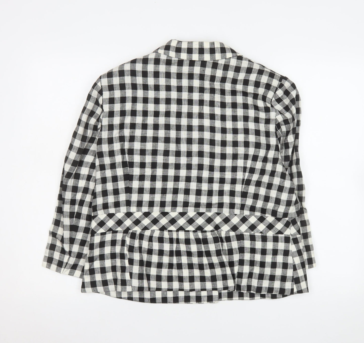 CC Petite Black & White Check Linen Blazer Size 16 Petite