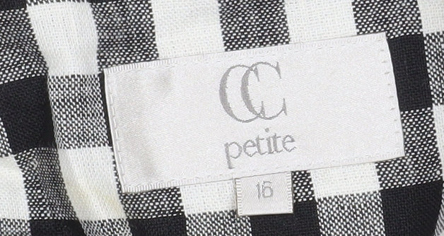 CC Petite Black & White Check Linen Blazer Size 16 Petite