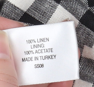 CC Petite Black & White Check Linen Blazer Size 16 Petite