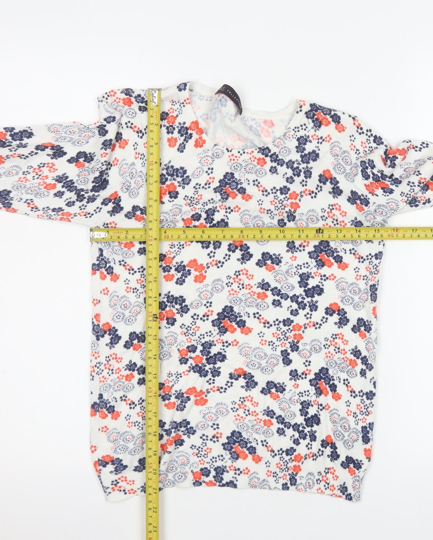 Marks and Spencer Womens Multicoloured Floral Long Sleeve Knit Blouse Size 8