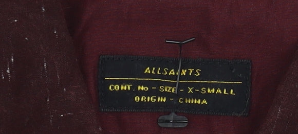 AllSaints Men's Brown Cotton Zip Front Long Sleeve Casual Shirt XS