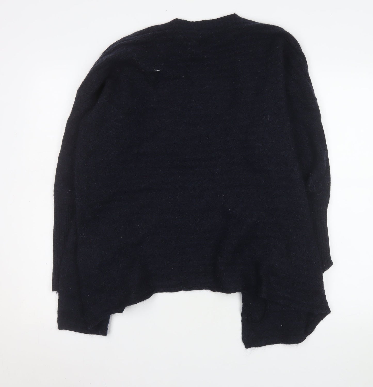 Lindex Women’s Navy Blue Cardigan Medium Wool Mohair Blend Open Knit
