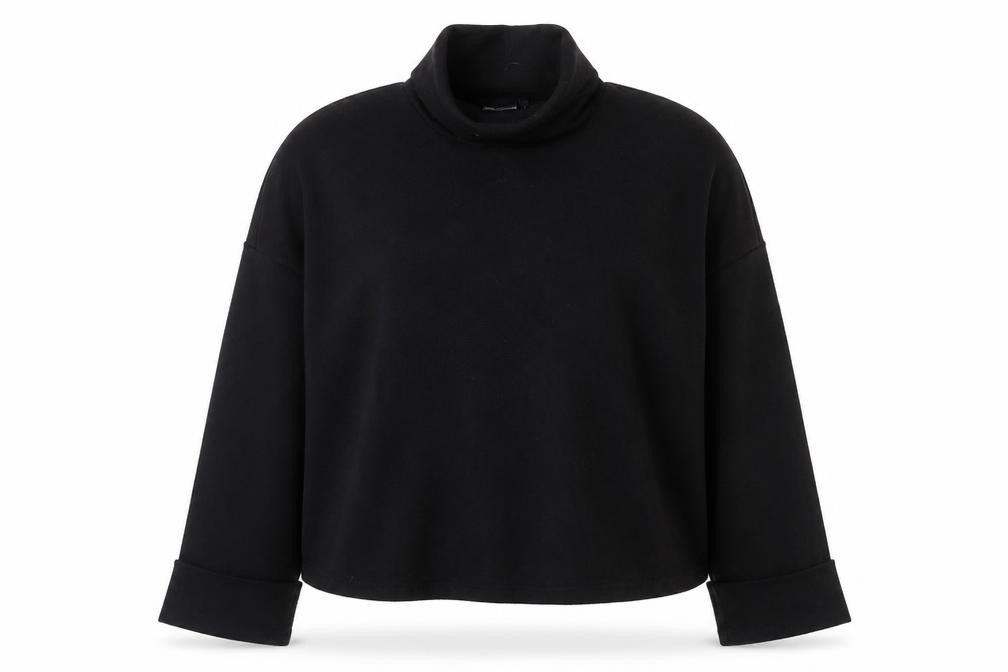 Front view of ASOS Design women’s black xl turtleneck pullover sweatshirt