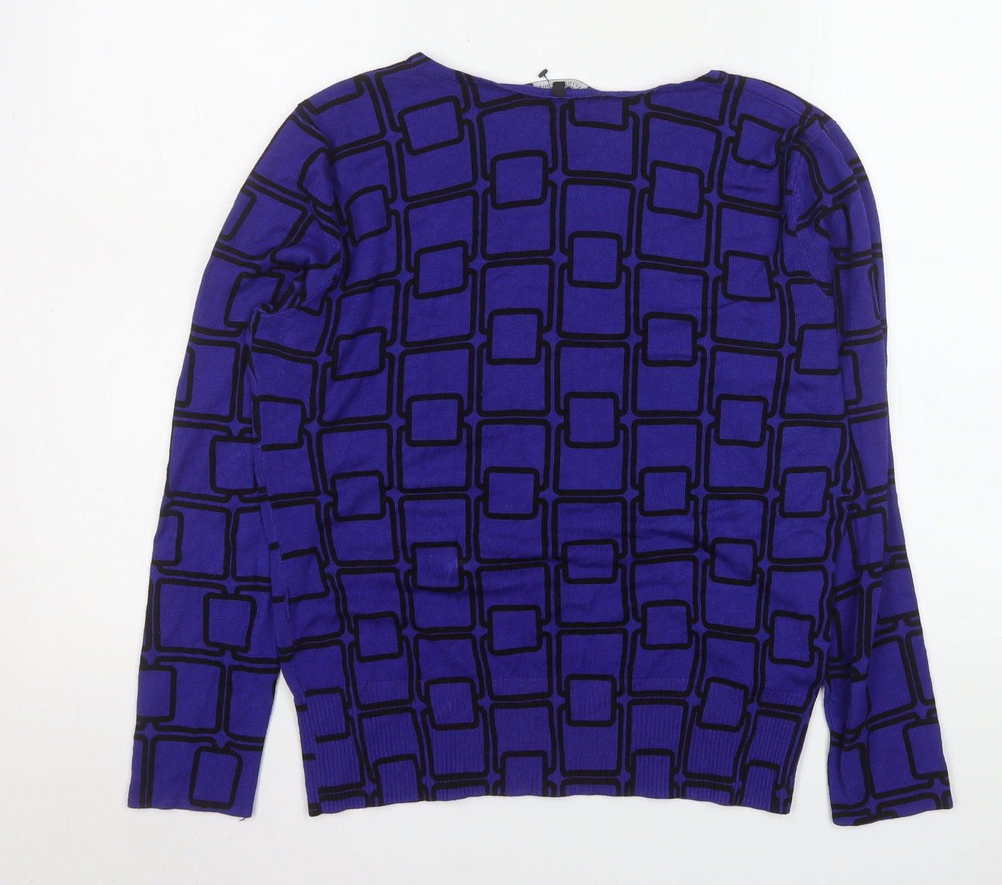 David Emanuel Women's Blue Geometric Long Sleeve Blouse Size 16