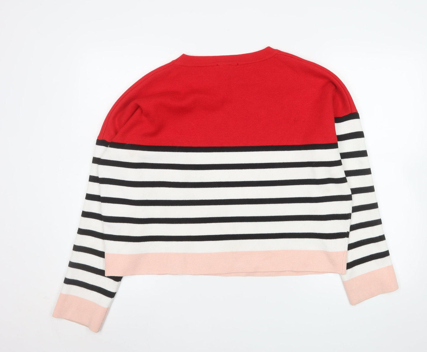 New Look Women’s Red Striped Pullover Jumper Size L Classic Knit