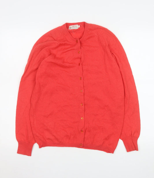 Austen Bryars Womens Red Wool Cardigan Size 14 Vintage Crew Neck