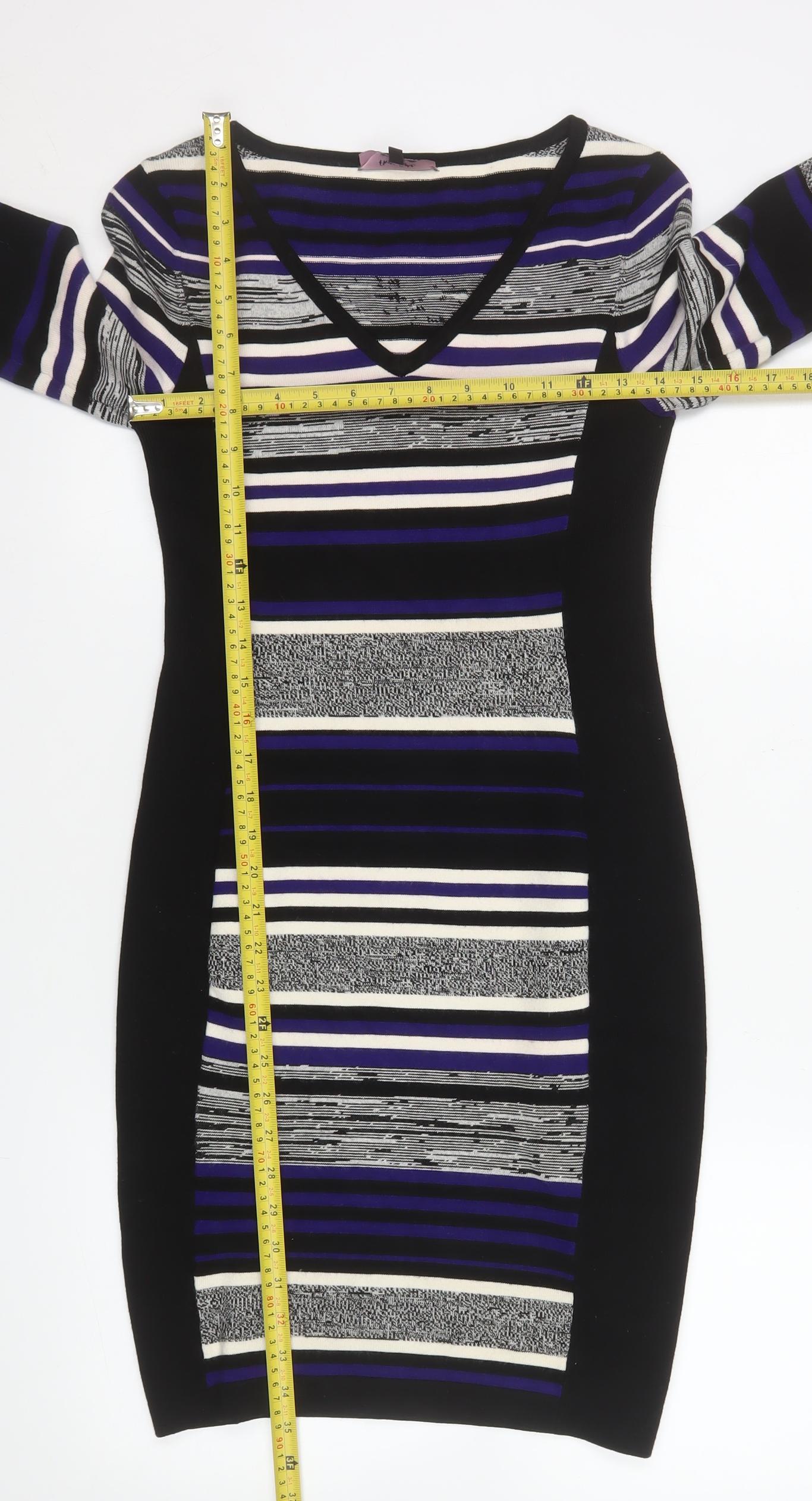 Phase Eight Women's Multicoloured Size 8 Striped Bodycon Knit Dress