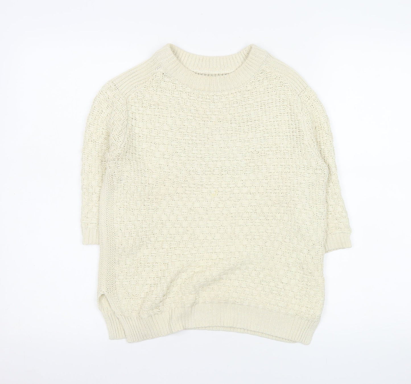 Zara Women’s Ivory Cotton Knit Pullover Jumper Size 12