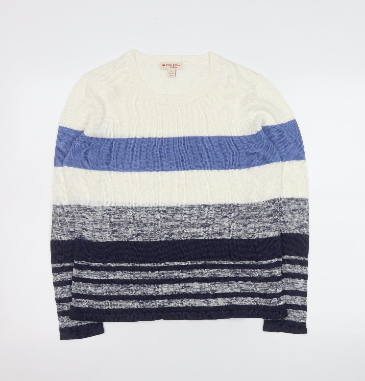 Brooks Brothers Men’s Multicoloured Linen Blend Striped Jumper Size S