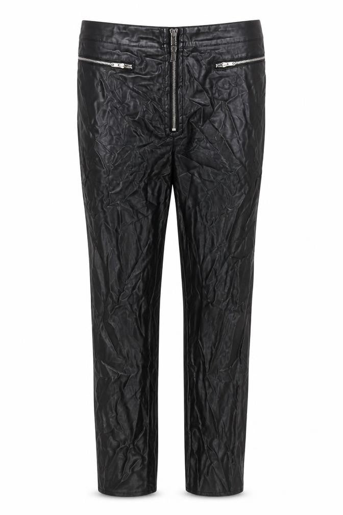 Front view of Missguided Tall Black Faux Leather High Rise Skinny Trousers, size 10