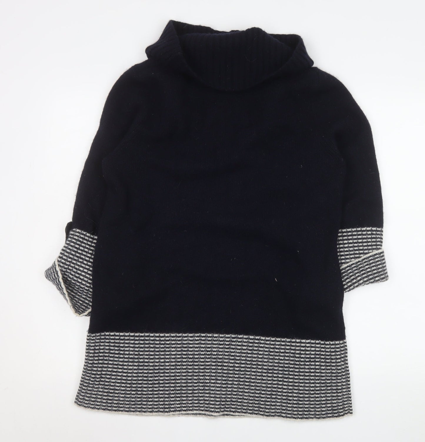 Laura Ashley Women's Navy Roll Neck Wool Blend Jumper Size 12