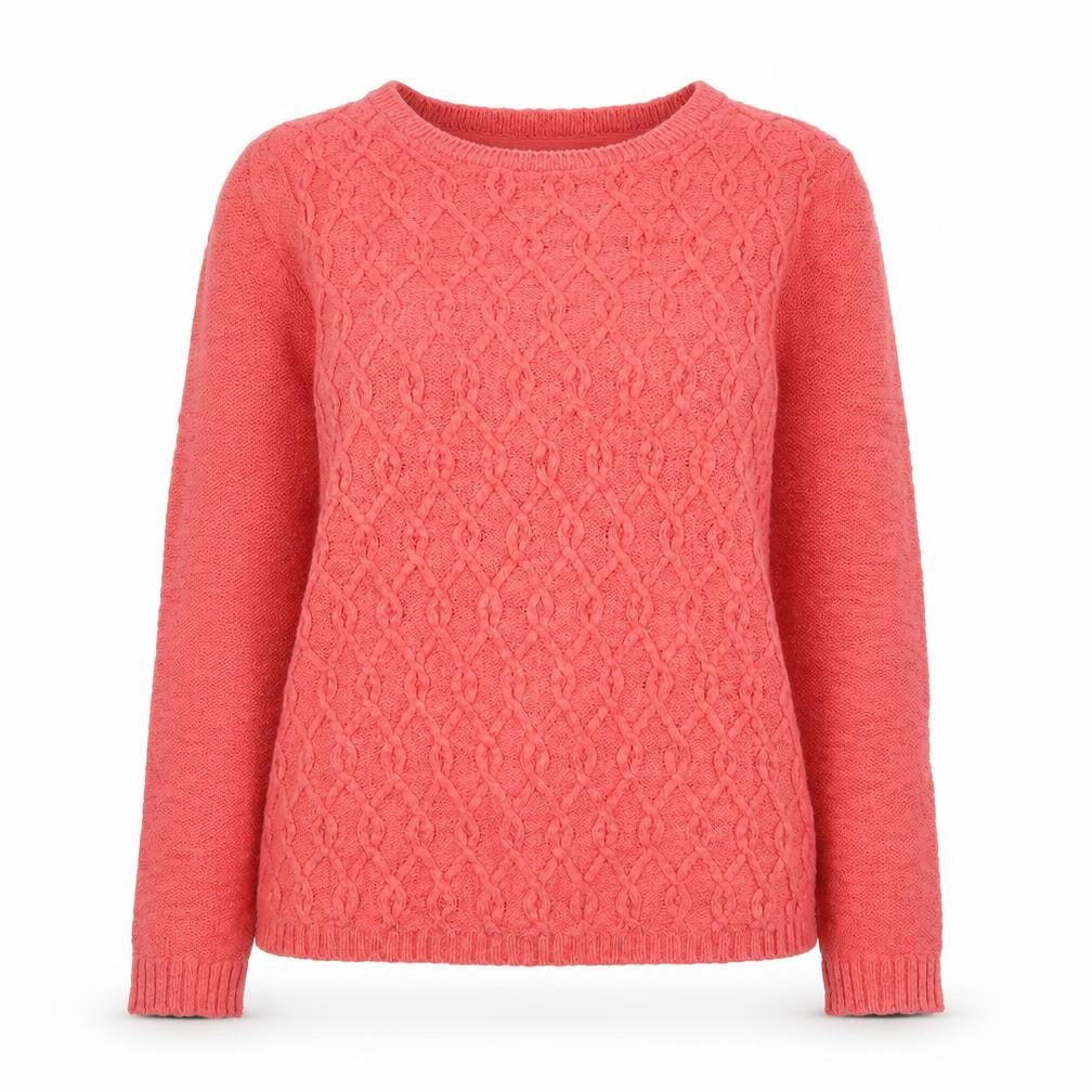 Marks and Spencer Women Pink Cable-Knit Long Sleeve Cotton Jumper Size 12