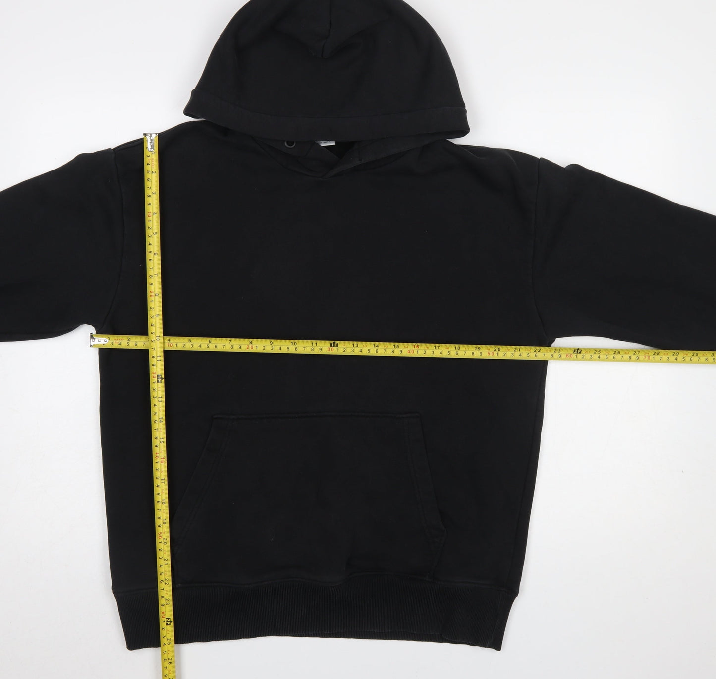 Zara Women Black Medium Pullover Hoodie Cotton Blend Casual