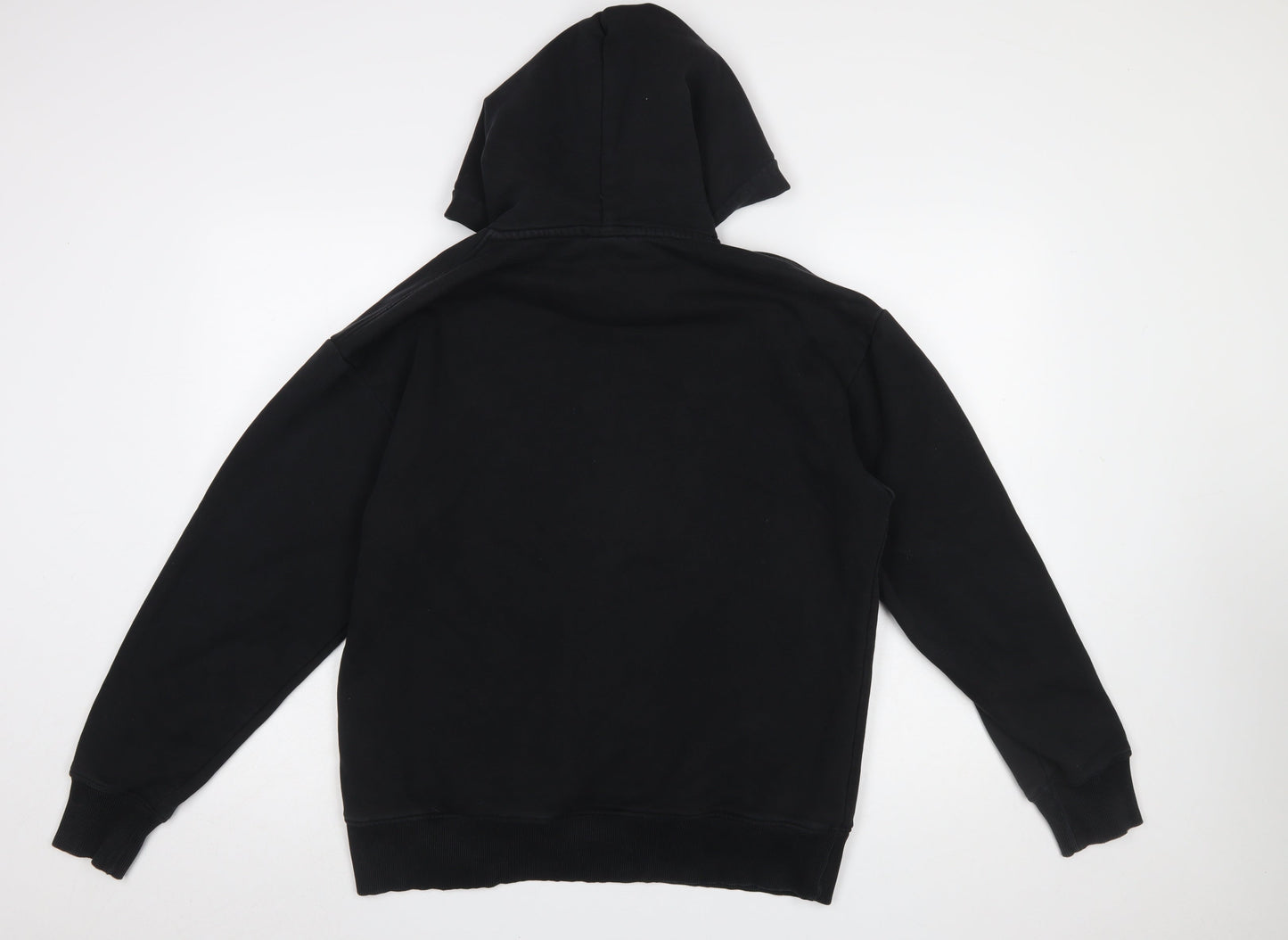 Zara Women Black Medium Pullover Hoodie Cotton Blend Casual