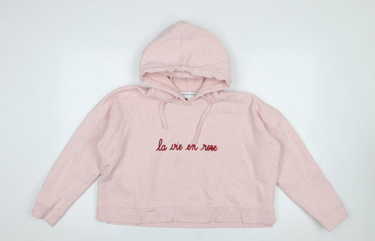 Maison Labiche Women Pink Embroidered Pullover Hoodie Size S