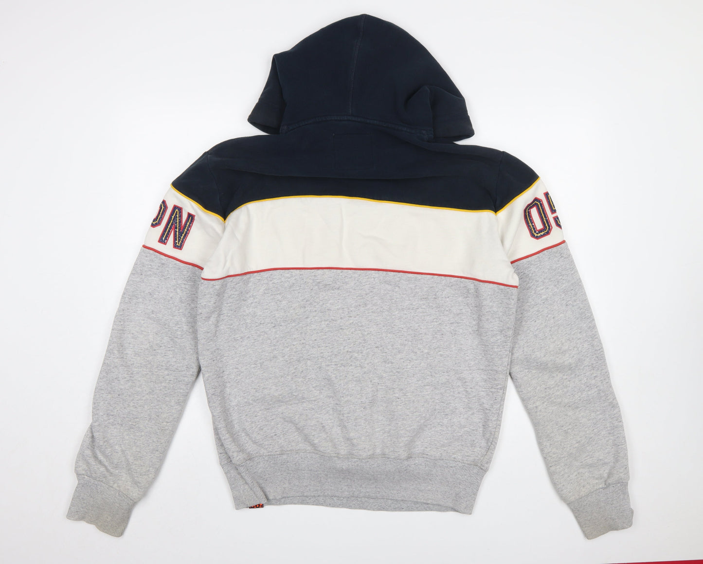 Superdry Mens Grey Pullover Hoodie Large Embroidered Logo Sports Style