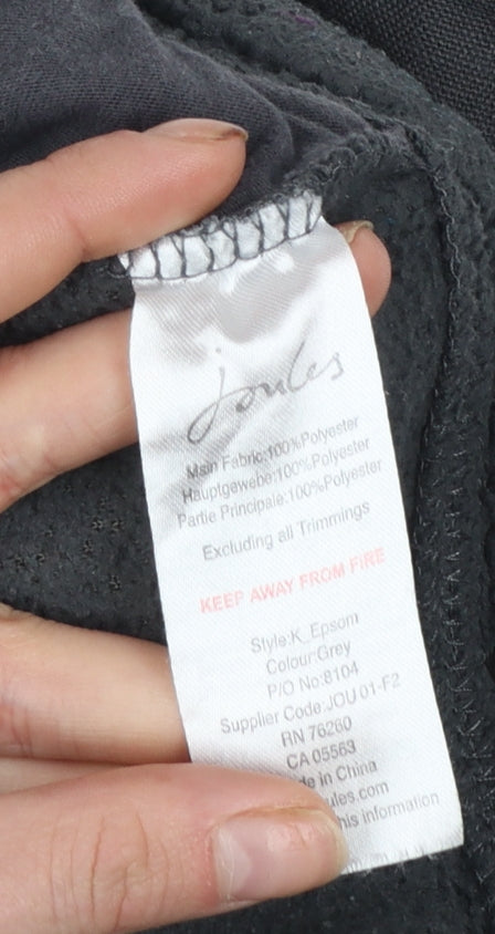 Joules Women Grey Fleece Pullover Sweatshirt Size 12 Warm Casual