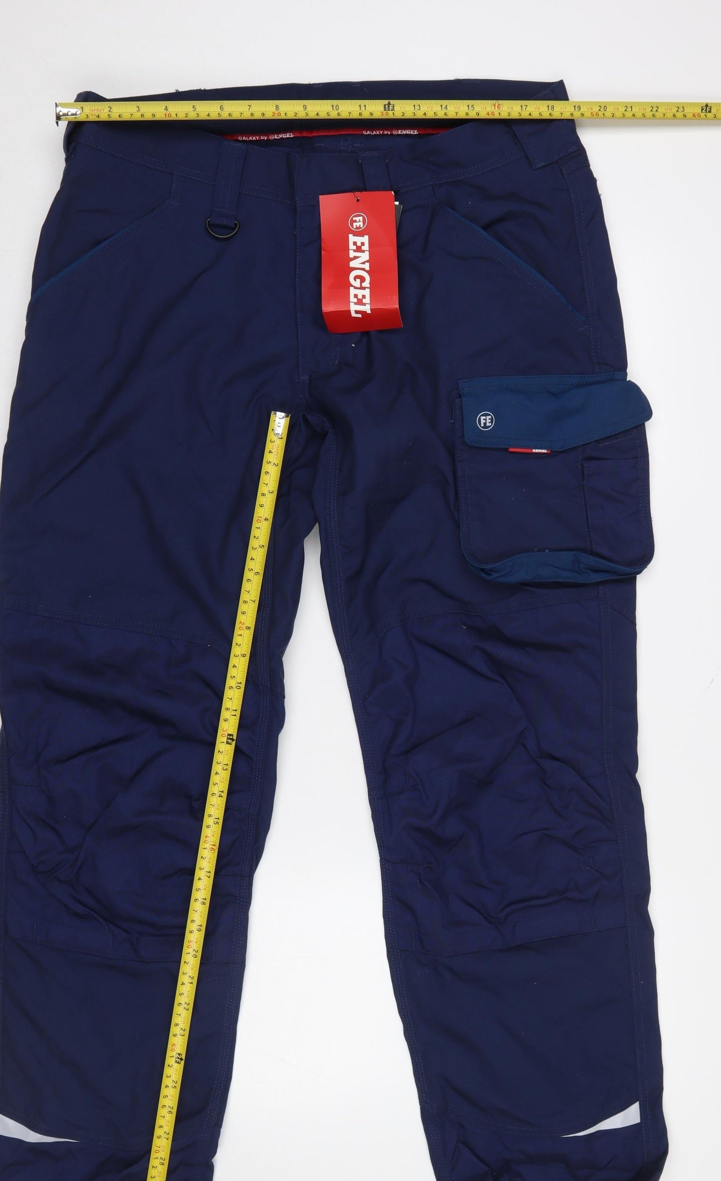 Engel Men's Blue Cargo Work Trousers Size 39.5 Regular Polyester Cotton