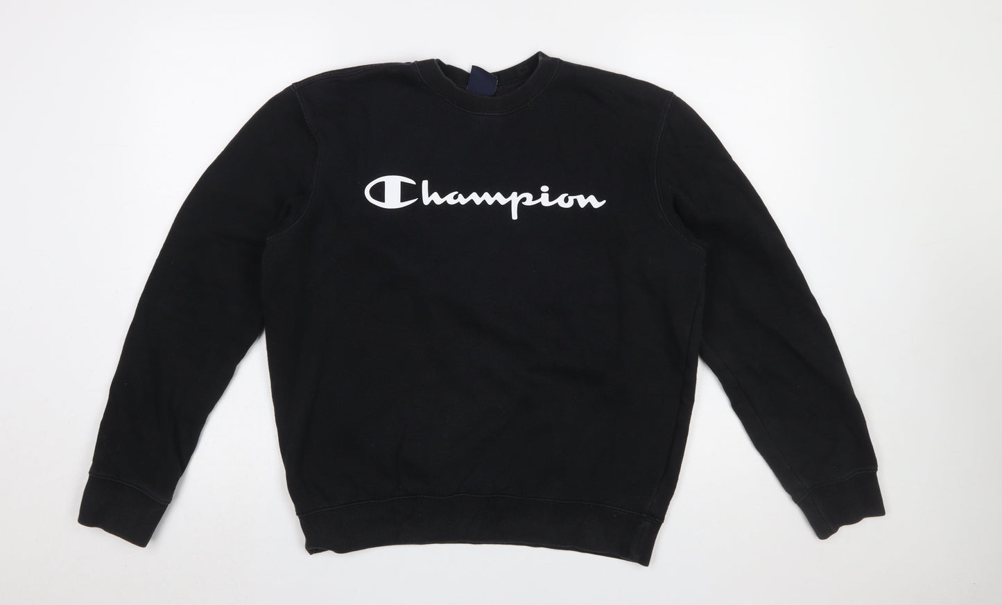 Champion Men's Black Medium Pullover Sweatshirt Crew Neck Logo Fleece