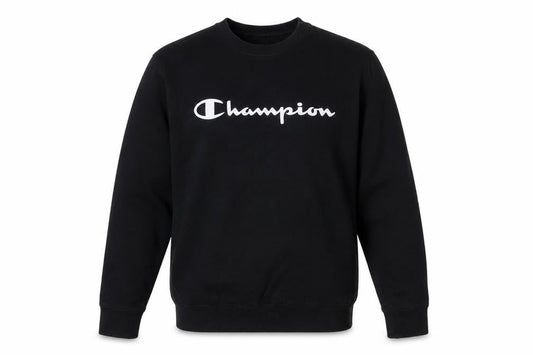 Champion Men's Black Medium Pullover Sweatshirt Crew Neck Logo Fleece