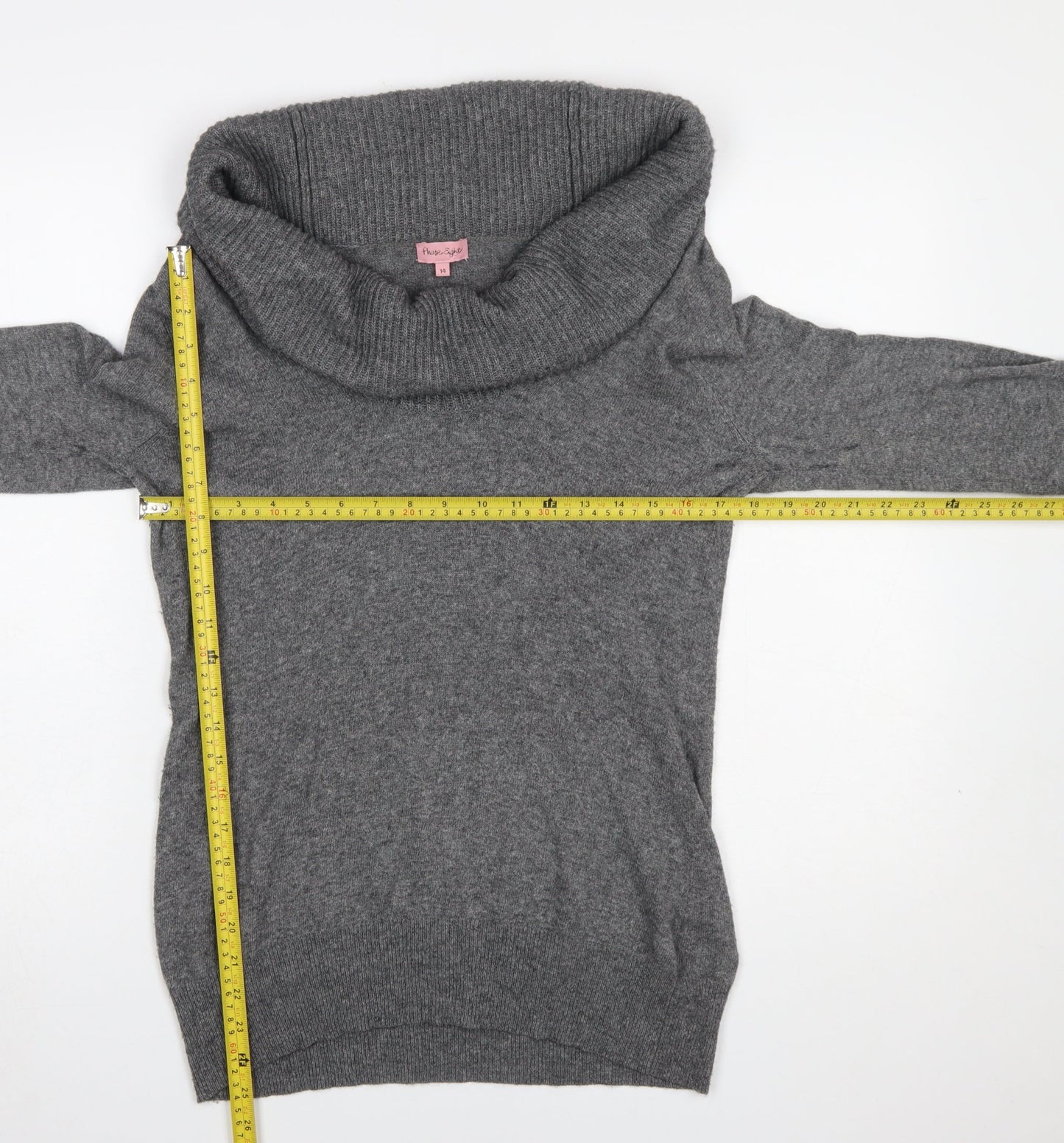 Phase Eight Women's Grey Cowl Neck Long Sleeve Jumper Size 14