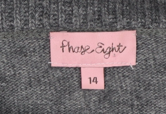Phase Eight Women's Grey Cowl Neck Long Sleeve Jumper Size 14