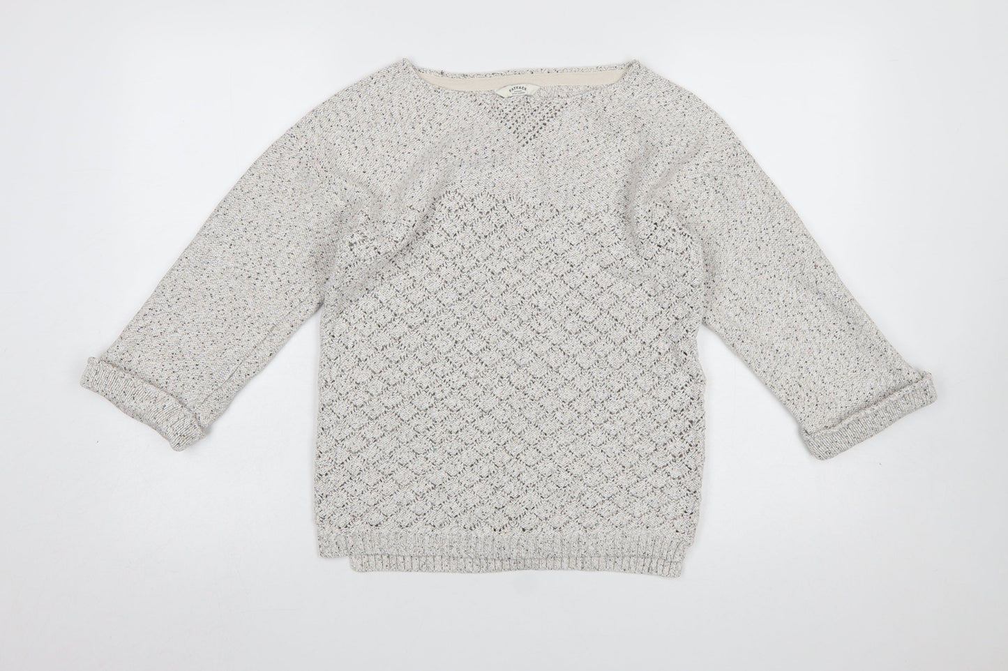 FatFace Women’s Ivory Cotton Knit Jumper Size 12 Crew Neck Pullover