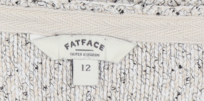 FatFace Women’s Ivory Cotton Knit Jumper Size 12 Crew Neck Pullover