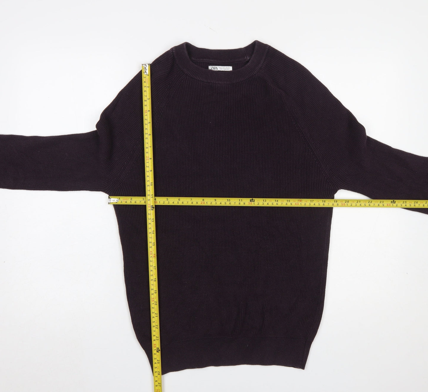 Zara Men Black Cotton Crew Neck Pullover Jumper Size S