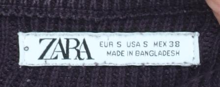 Zara Men Black Cotton Crew Neck Pullover Jumper Size S