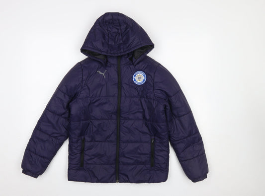 Puma Boys Blue Stockport County FC Hooded Puffer Jacket 11-12 Years