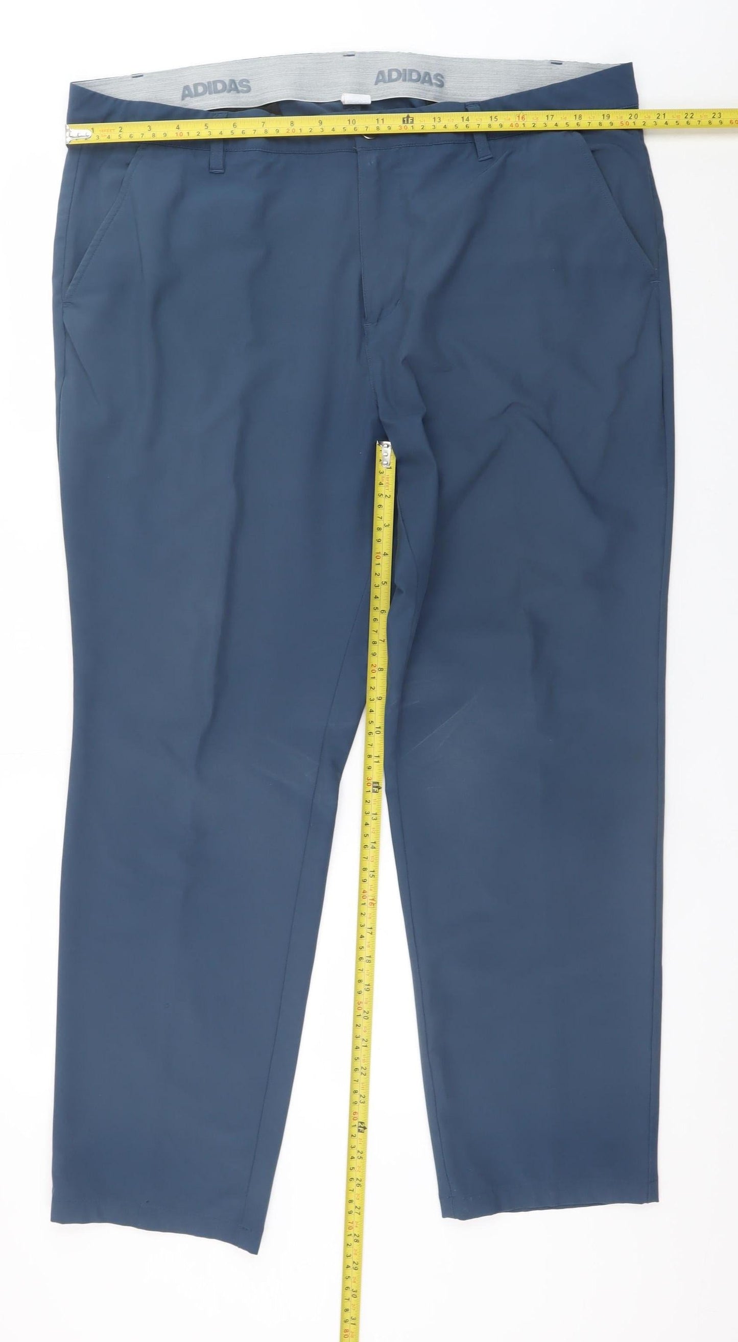 Adidas Men’s Blue Chino Trousers 40x30 Regular Fit Stretch