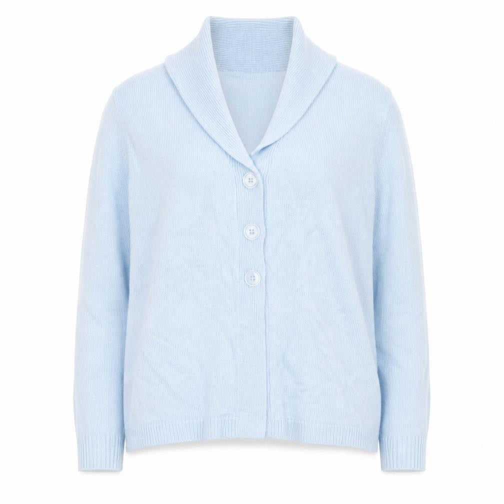 Damart Women’s Blue Button Cardigan UK 14/16 Acrylic Knit Shawl Collar