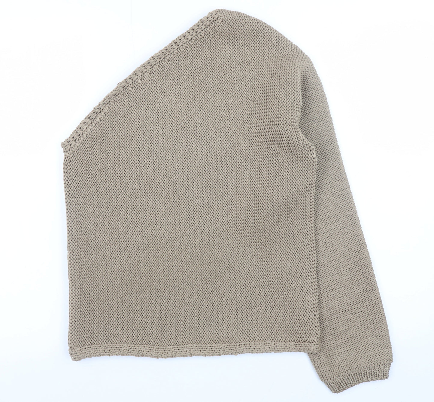 Marks and Spencer Women Beige Asymmetrical Long Sleeve Knit Pullover Jumper S