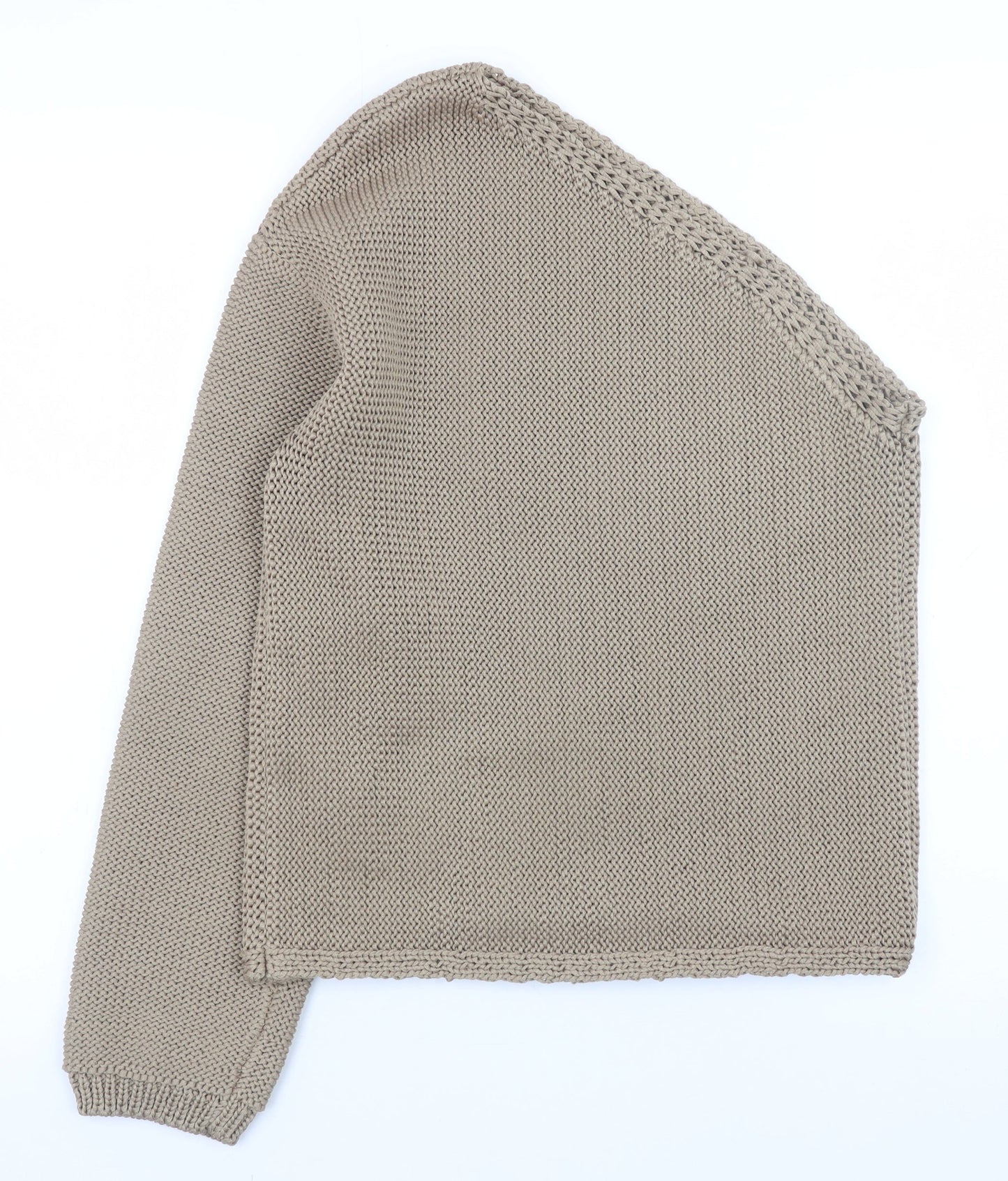 Marks and Spencer Women Beige Asymmetrical Long Sleeve Knit Pullover Jumper S