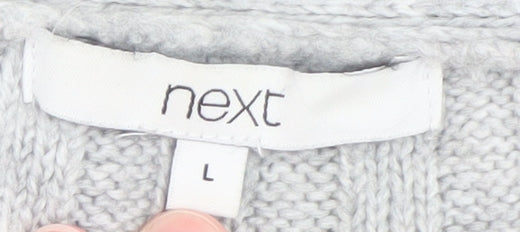 Next Women Grey Acrylic Blend V-Neck Button Cardigan Size 16
