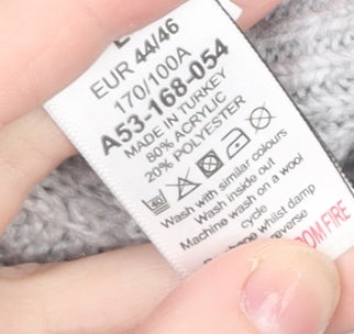 Next Women Grey Acrylic Blend V-Neck Button Cardigan Size 16