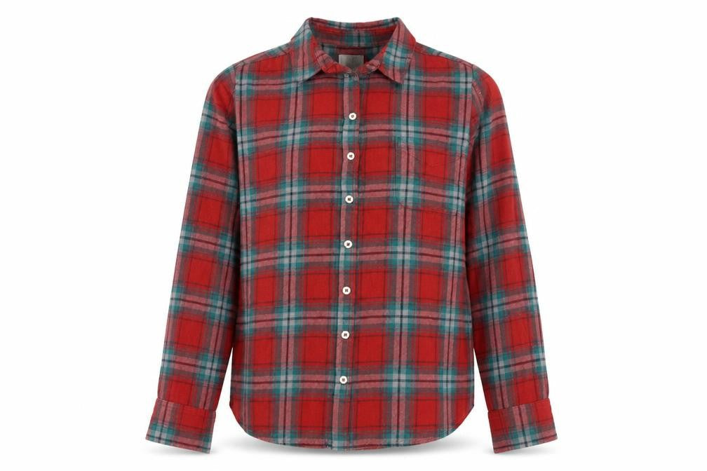 FatFace Mens Red Check Flannel Button-Up Shirt Size 16